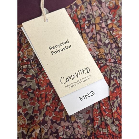 New MNG Mango Chiffon Floral Print Maxi Dress Smocked Ruffles Sz XS - Picture 10 of 16